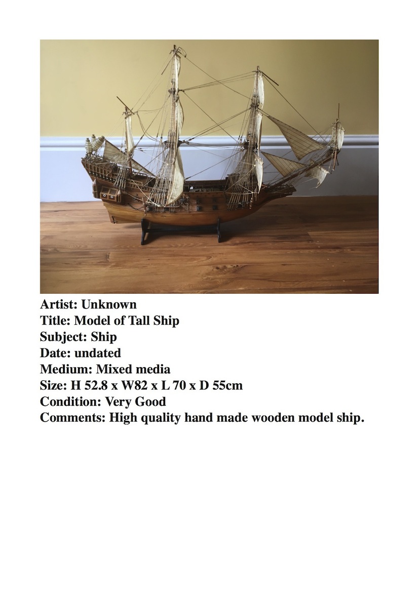 Unknown |Model of Tall Ship | mixed media | McAtamney Gallery and Design Store | Geraldine NZ